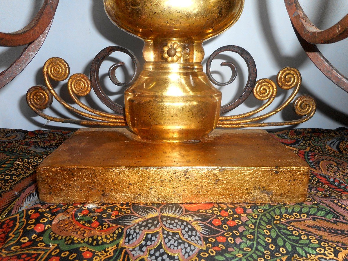 House Lamp Rings In Wrought Iron And Glass 1950s-photo-1