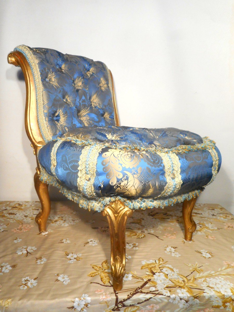 Pair Of Napoleon III Period Padded Armchair In Pure Silk-photo-2