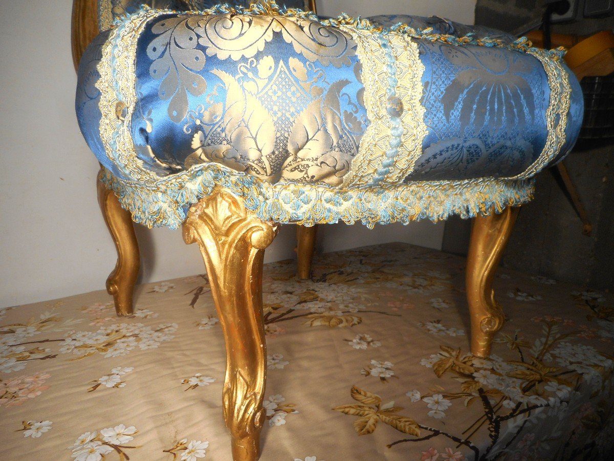 Paire De Fauteuil capitonné époque Napoléon III En Pur Soie-photo-3