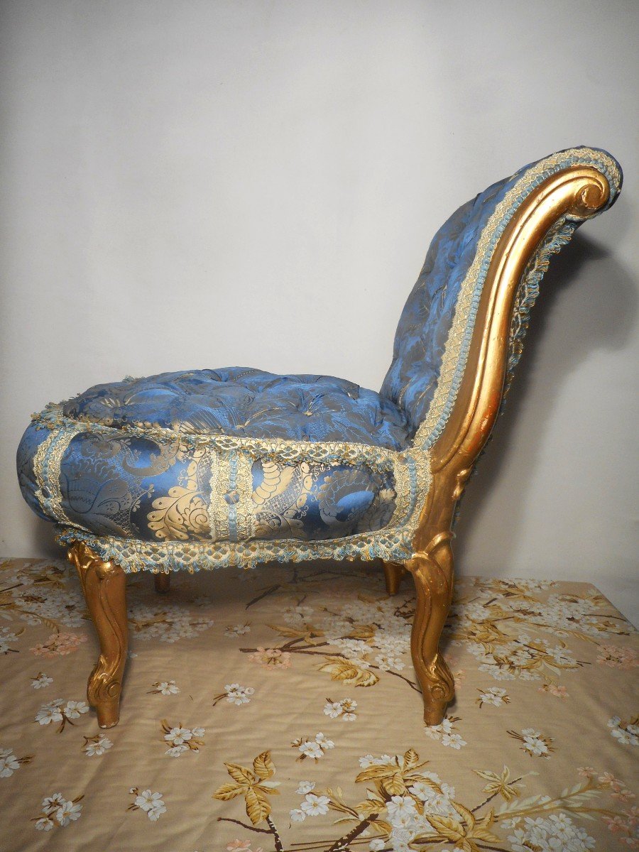 Pair Of Napoleon III Period Padded Armchair In Pure Silk-photo-4