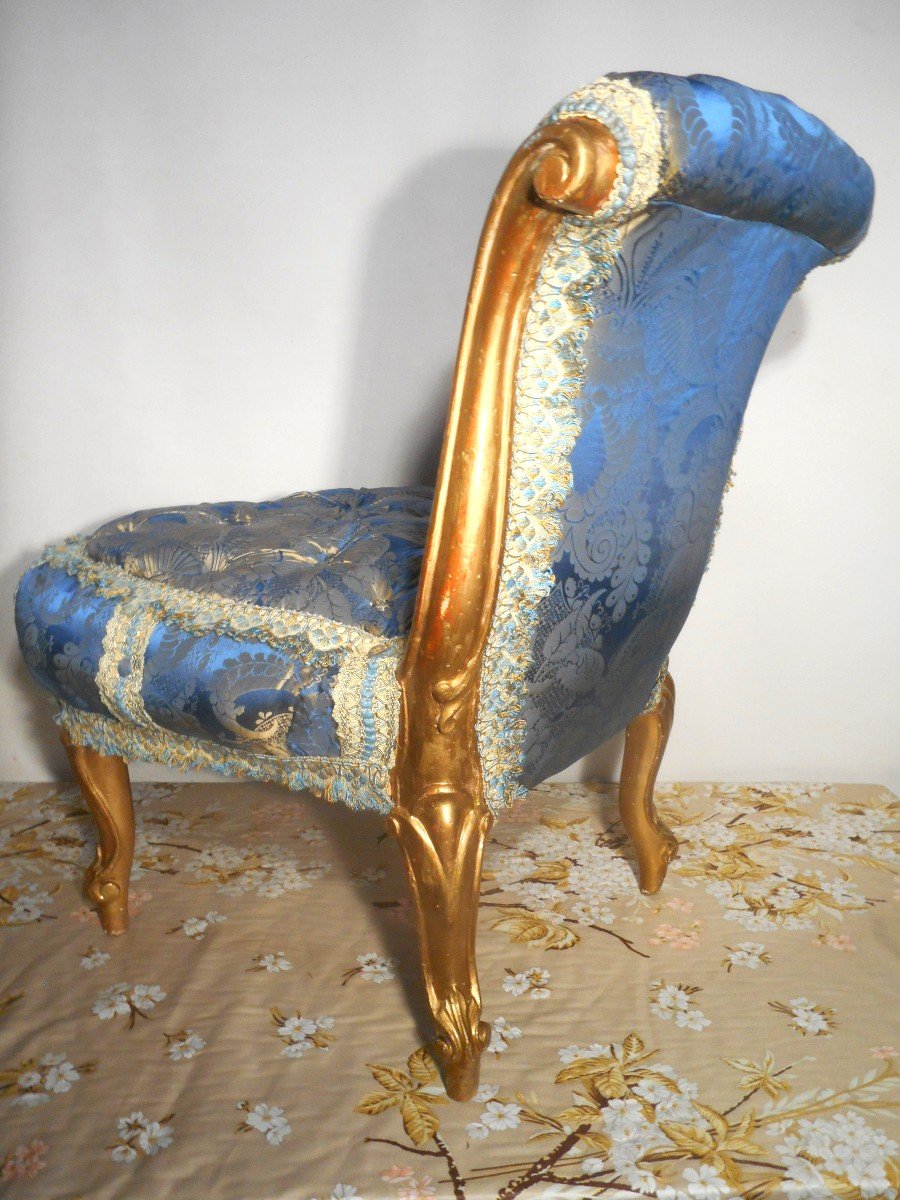 Paire De Fauteuil capitonné époque Napoléon III En Pur Soie-photo-5