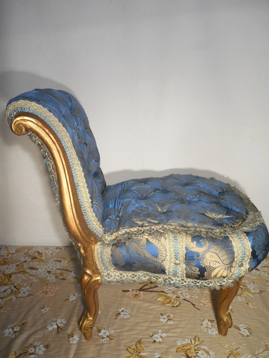 Pair Of Napoleon III Period Padded Armchair In Pure Silk-photo-7