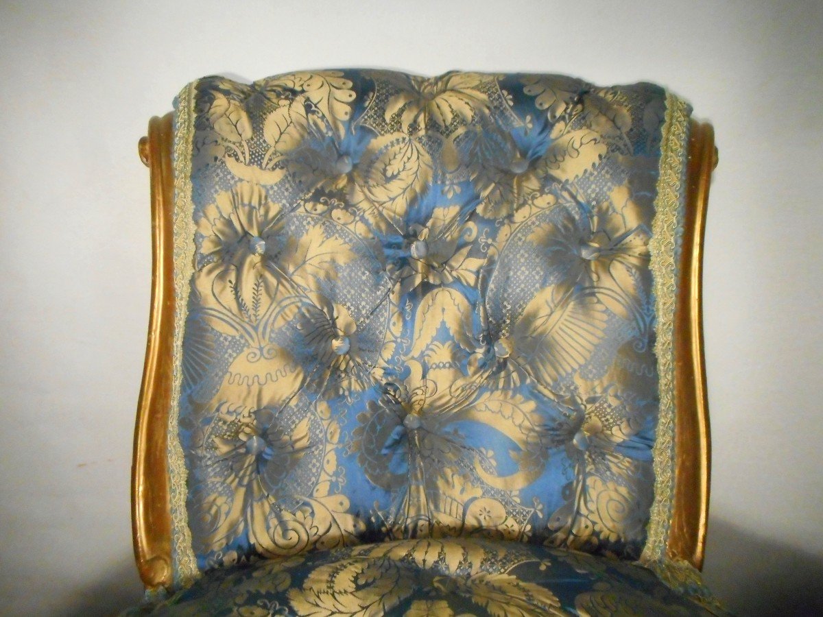 Paire De Fauteuil capitonné époque Napoléon III En Pur Soie-photo-8