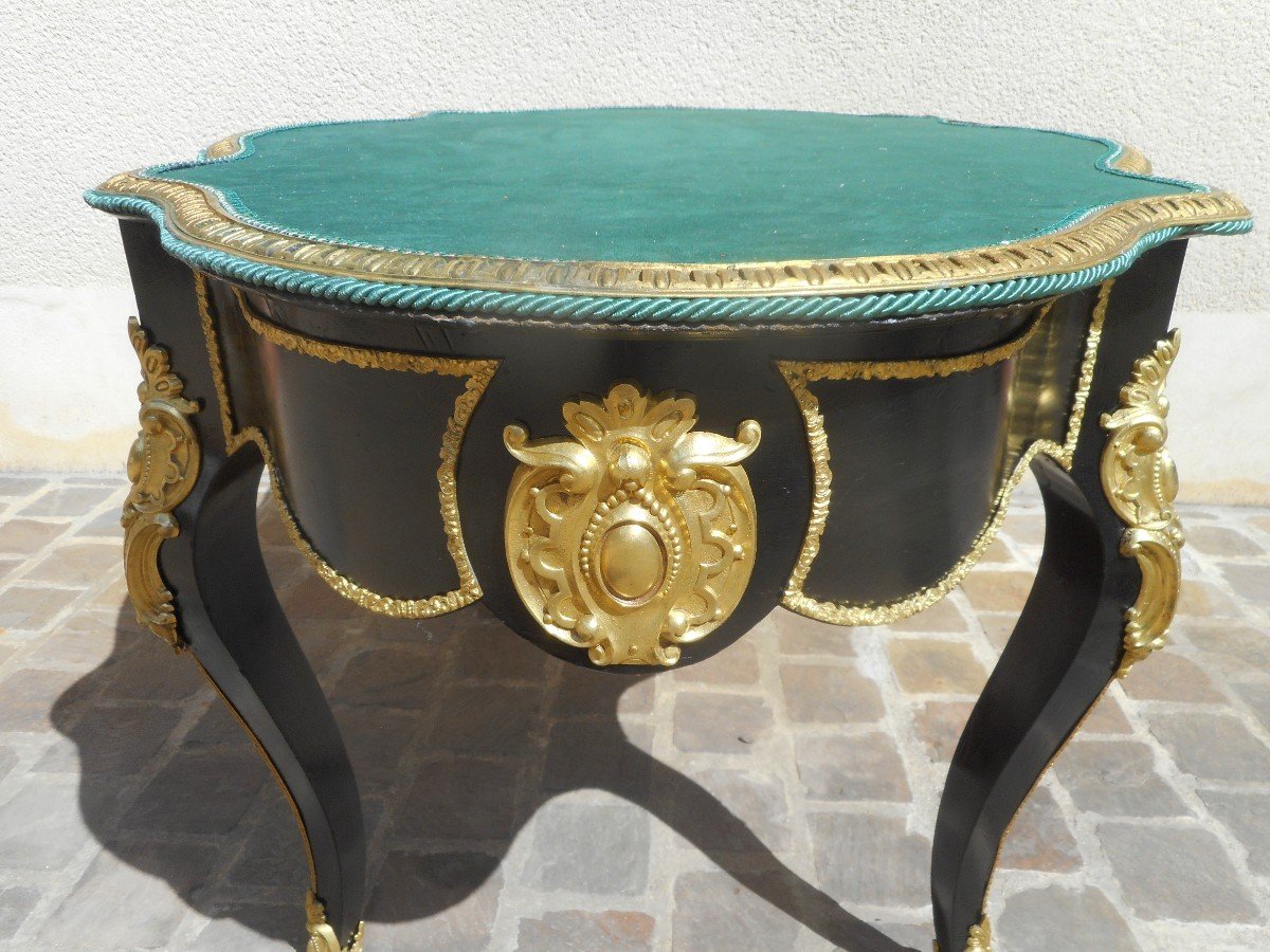 Table De Milieu En Marqueterie Et Bronze Doré Estampillé Diehl (1811-1885)-photo-6
