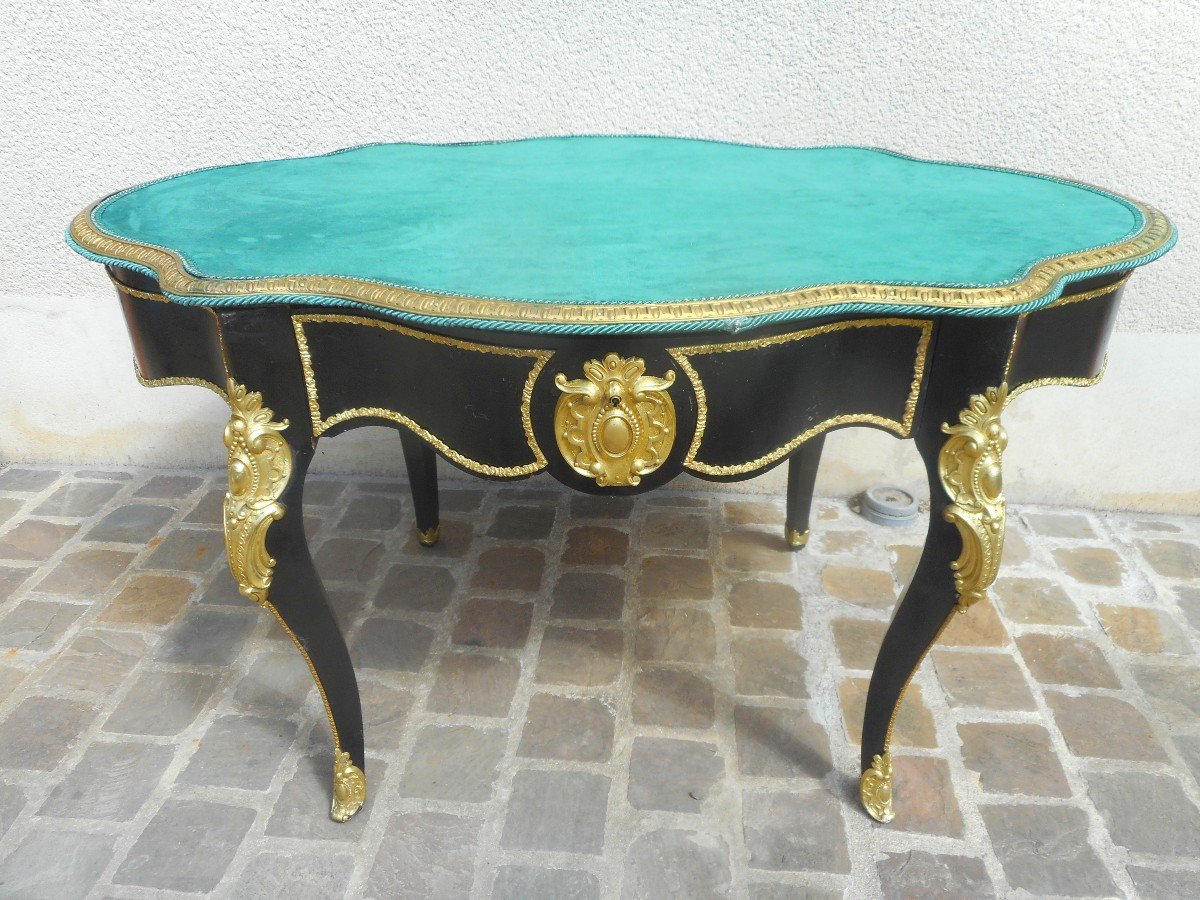Middle Table In Marquetry And Gilt Bronze Stamped Diehl (1811-1885)