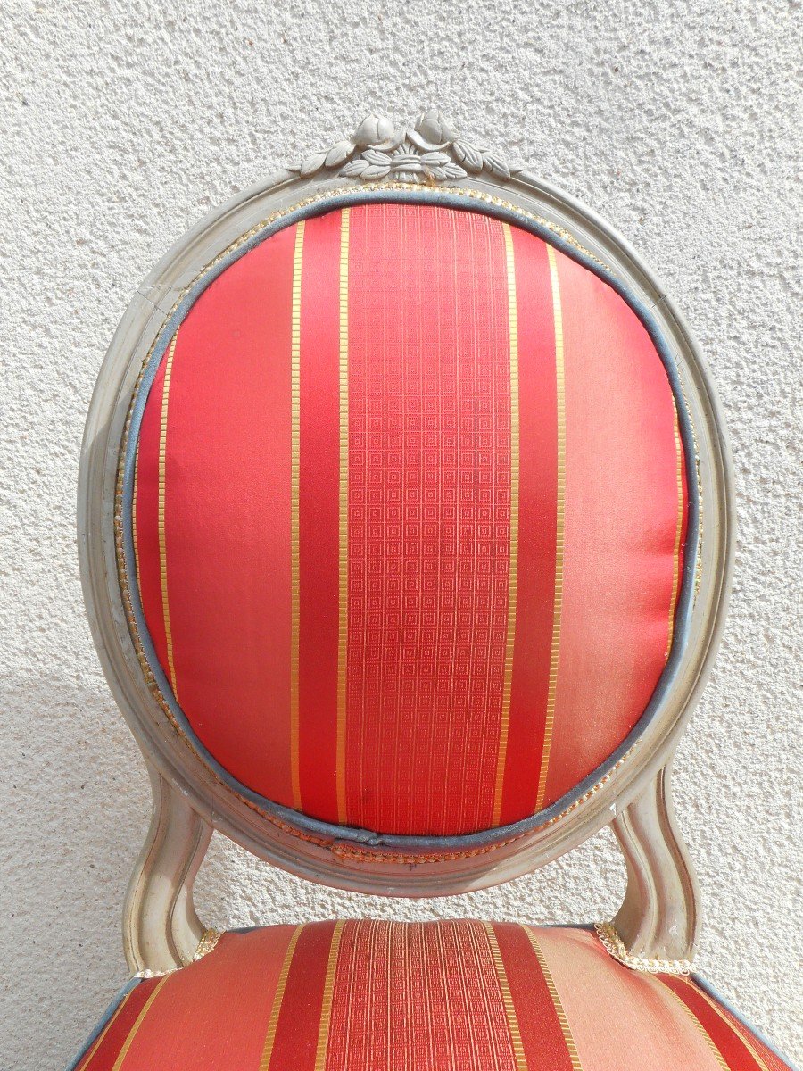 Ensemble De Salon Louis XVI En  Bois Laqué-photo-5