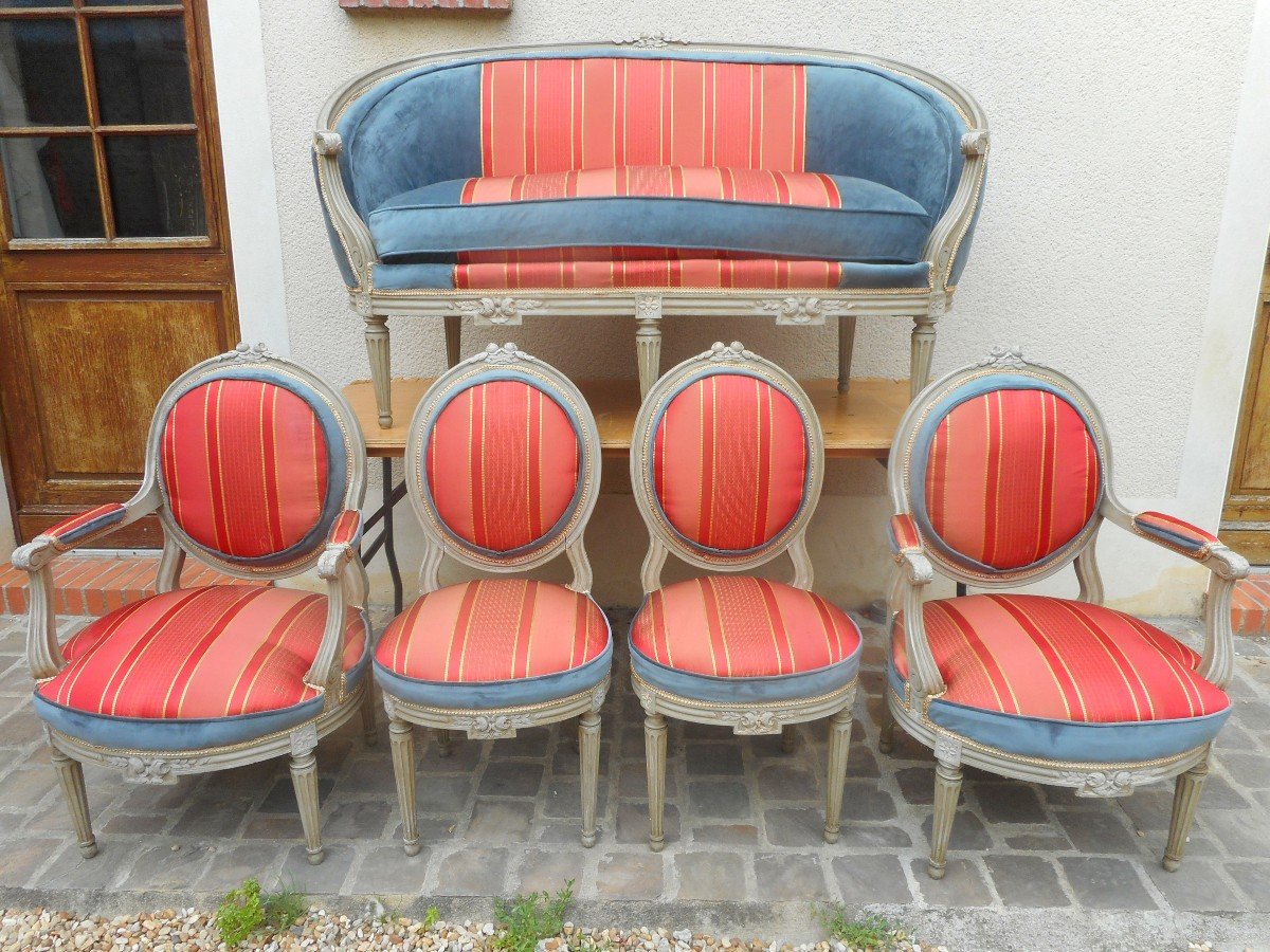 Ensemble De Salon Louis XVI En  Bois Laqué