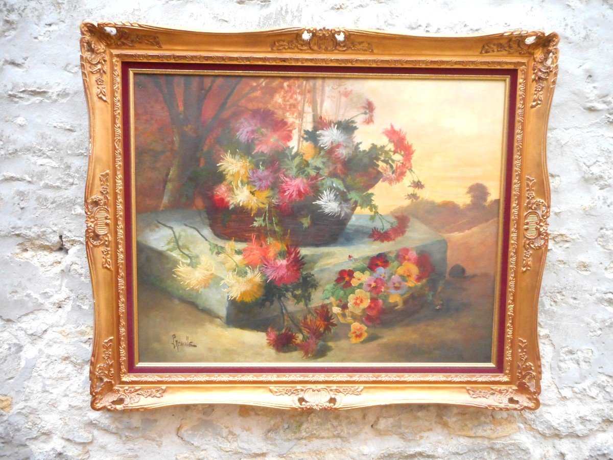 Paire De Tableaux Nature Morte Fleurs époque Fin XIXe-photo-2