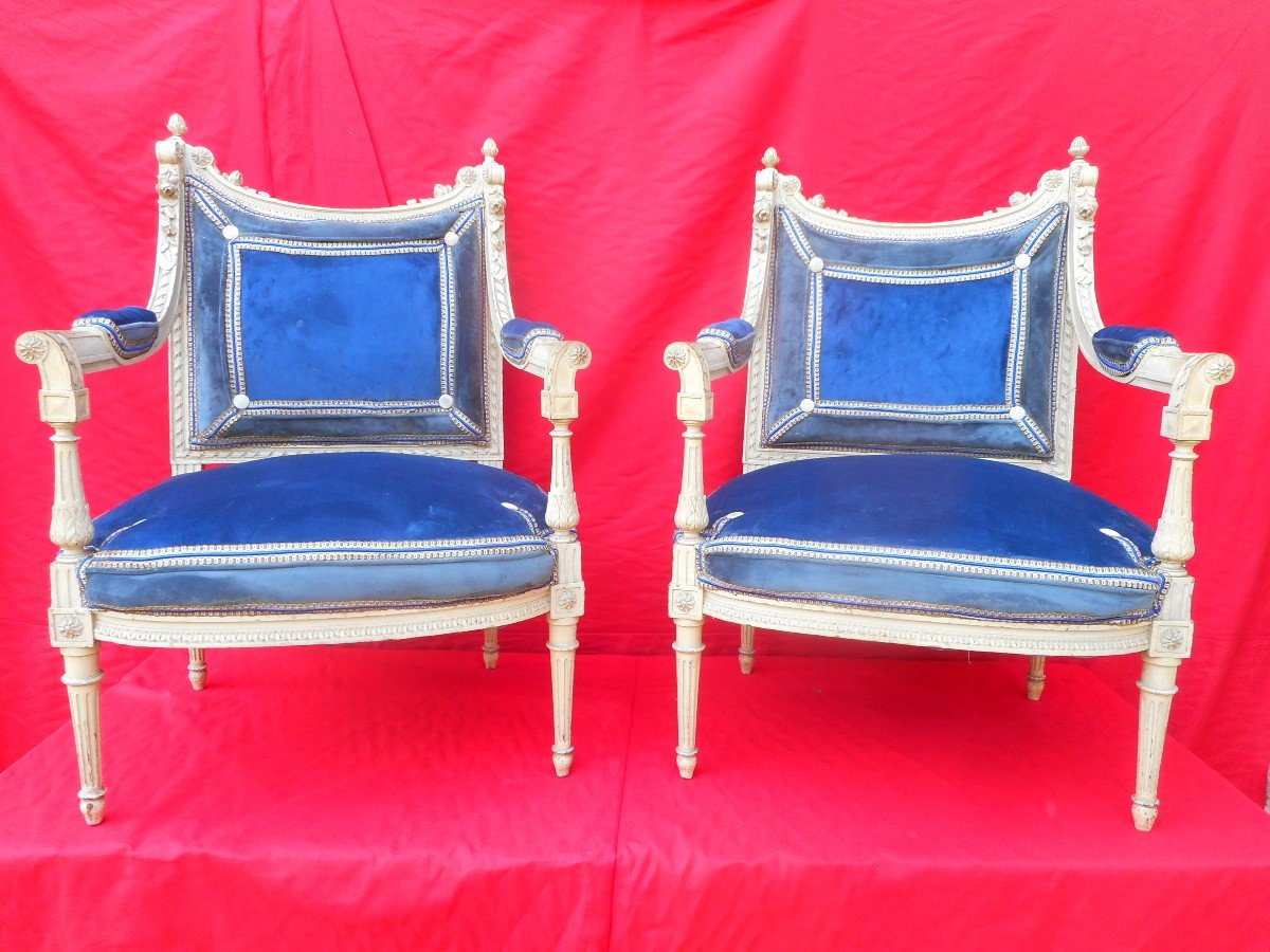 Ensemble Salon En Bois Laqué époque Fin XIXe -photo-2