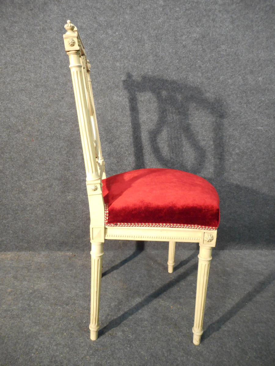 Series Of 6 Chairs Lyre Time Late Nineteenth Completely Retyped-photo-4
