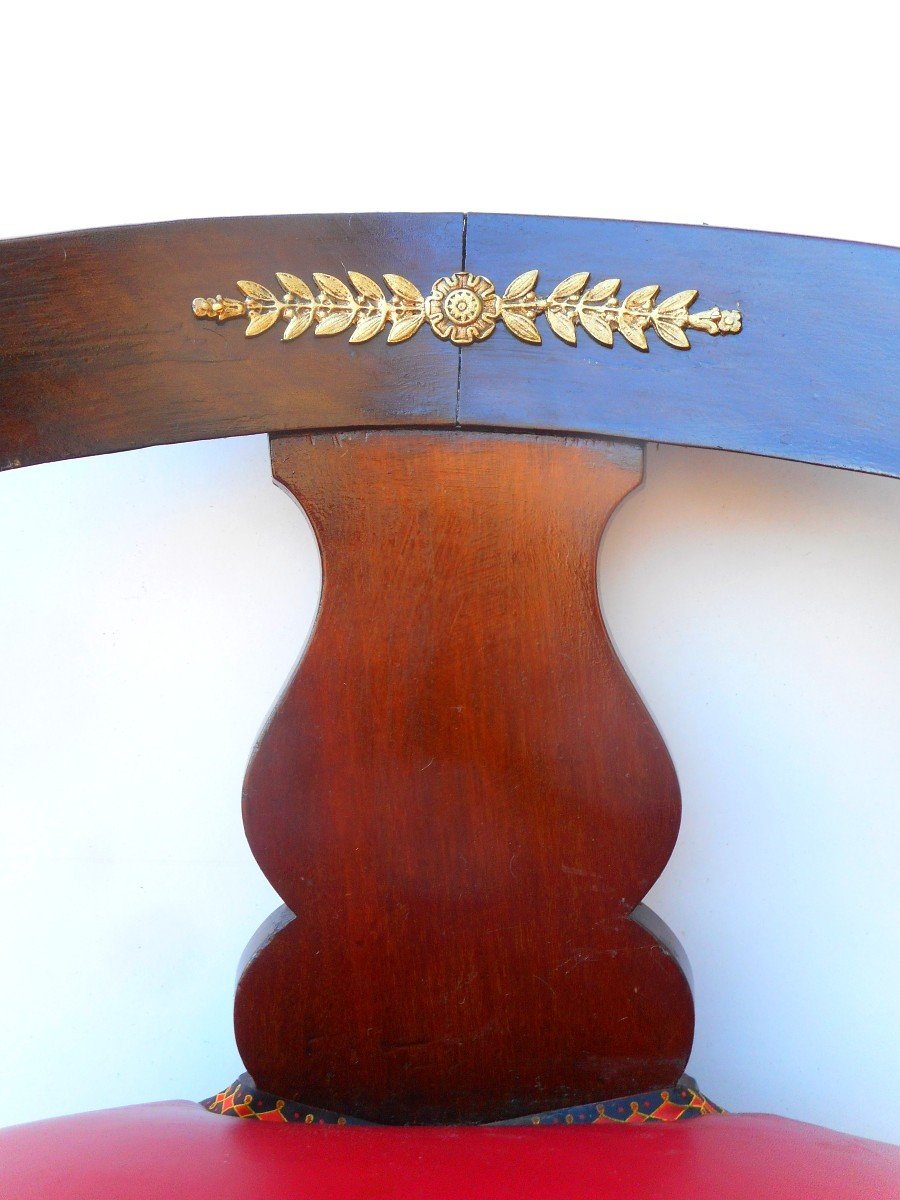 Fauteuil De Bureau époque XIXe En Acajou Et Bronze Doré Retour Egypte -photo-4