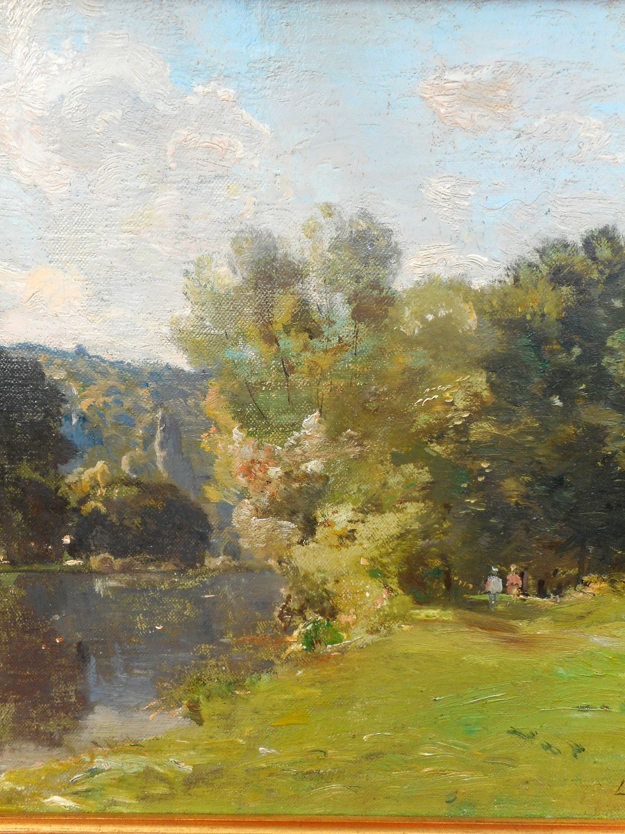 Tableau Paysage Animée De Louis Alexandre Cabie 1853-1939-photo-3