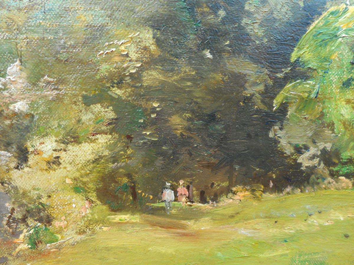 Tableau Paysage Animée De Louis Alexandre Cabie 1853-1939-photo-2