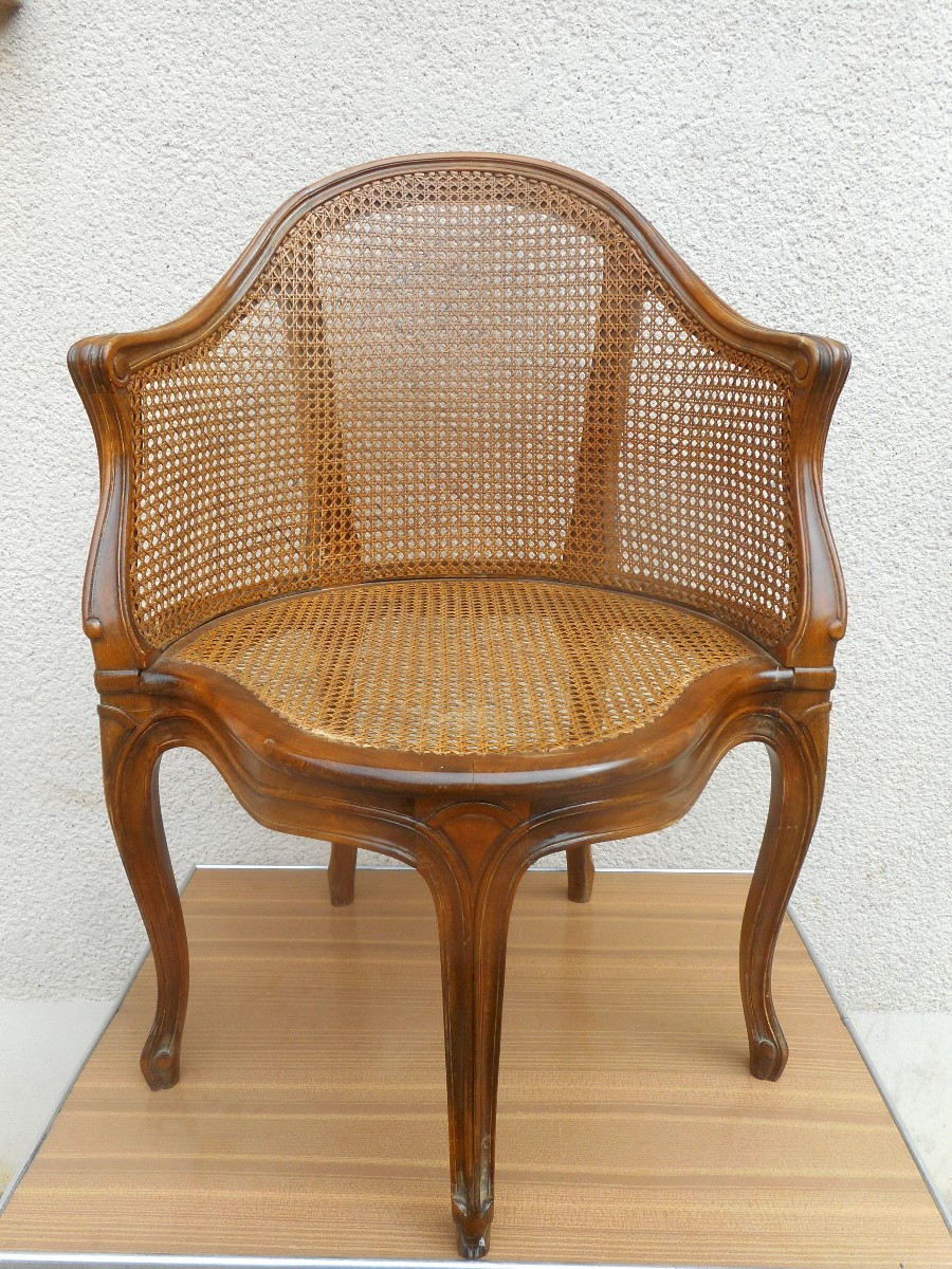 Louis XV Style Caned Office Chair-photo-2