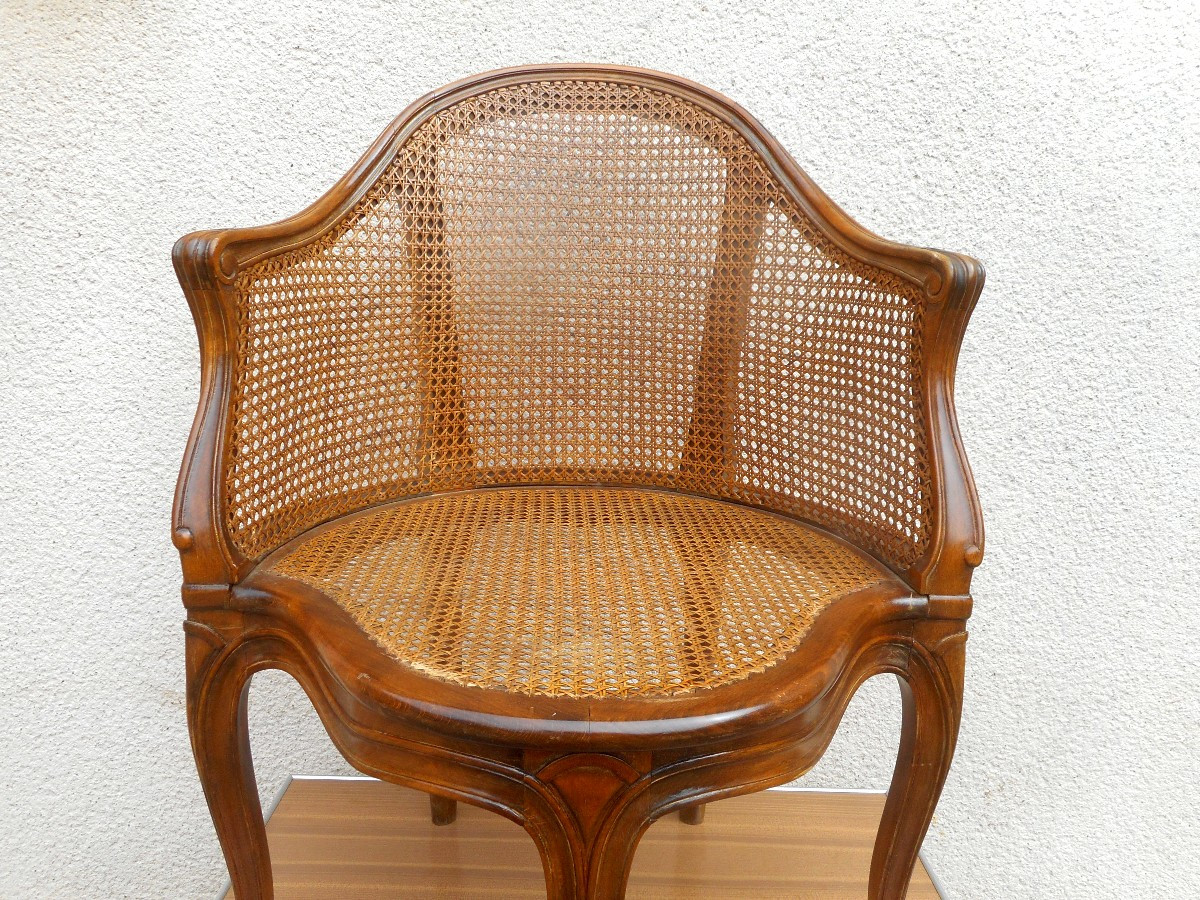Louis XV Style Caned Office Chair-photo-3