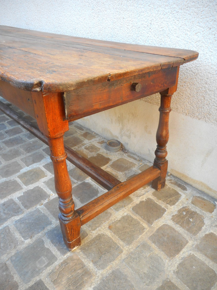 Large Louis XIII Farmhouse Table In Oak, 17th Century-photo-2