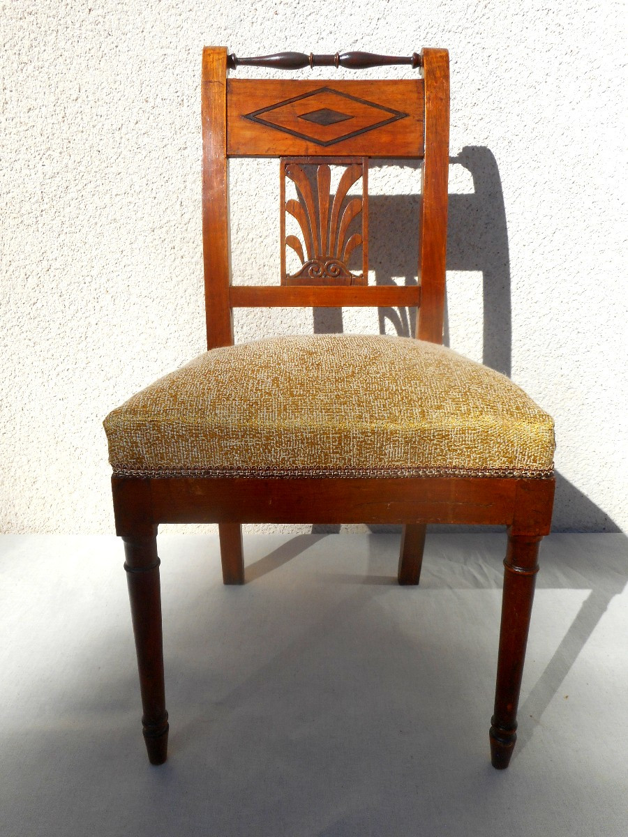 Set Of 6 Mahogany Chairs From The Directoire Period-photo-2