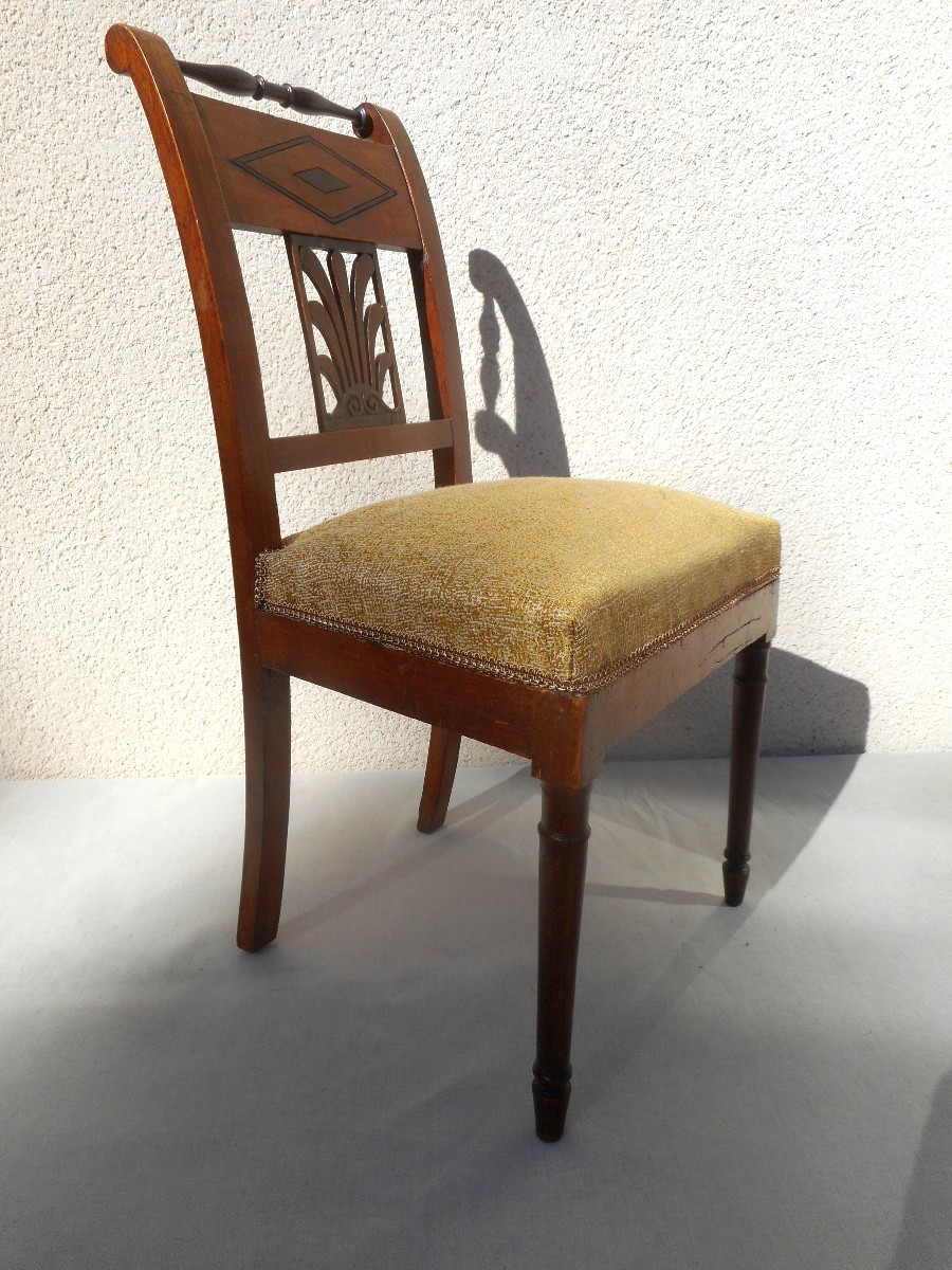 Set Of 6 Mahogany Chairs From The Directoire Period-photo-3