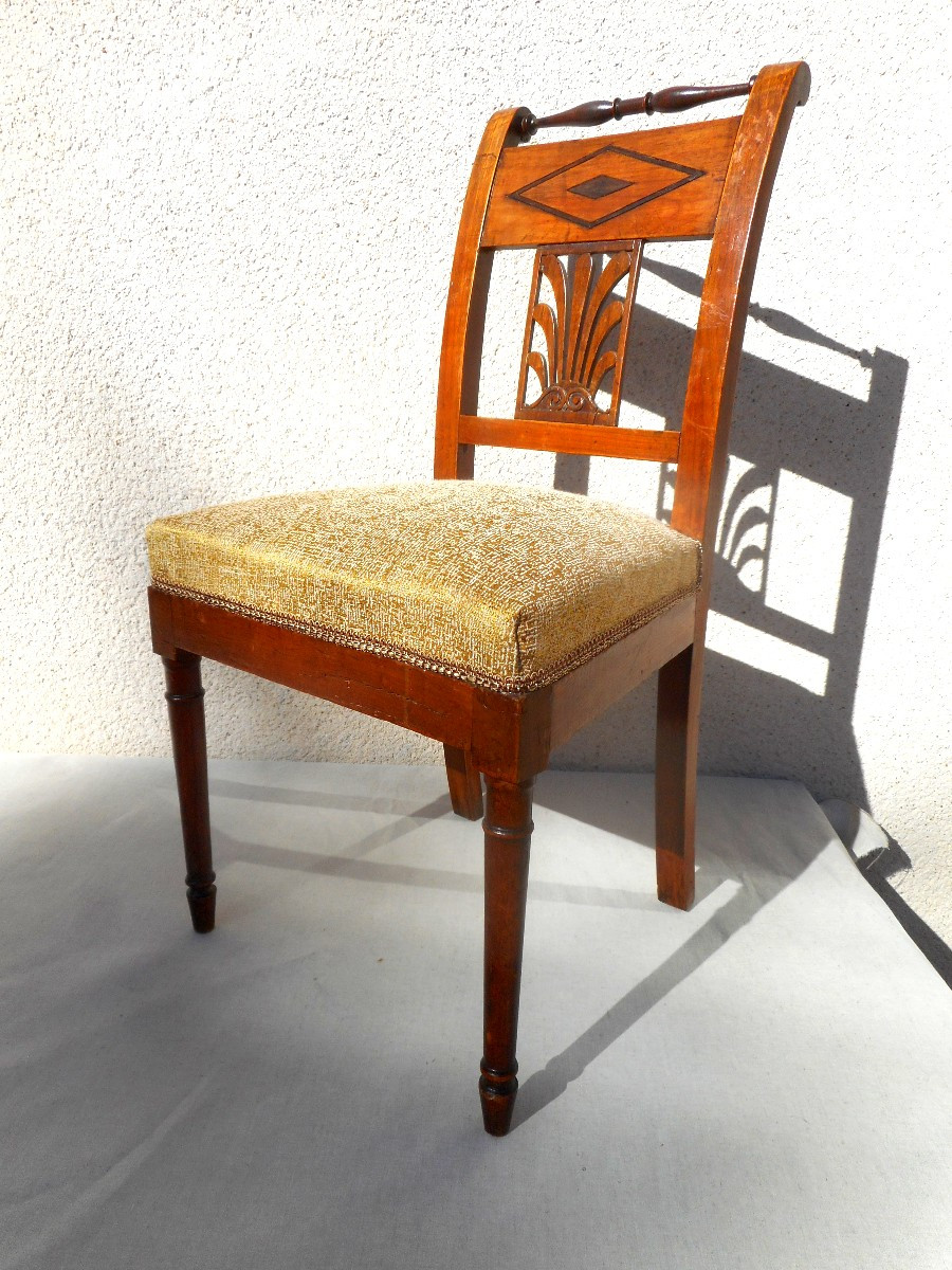 Set Of 6 Mahogany Chairs From The Directoire Period-photo-4