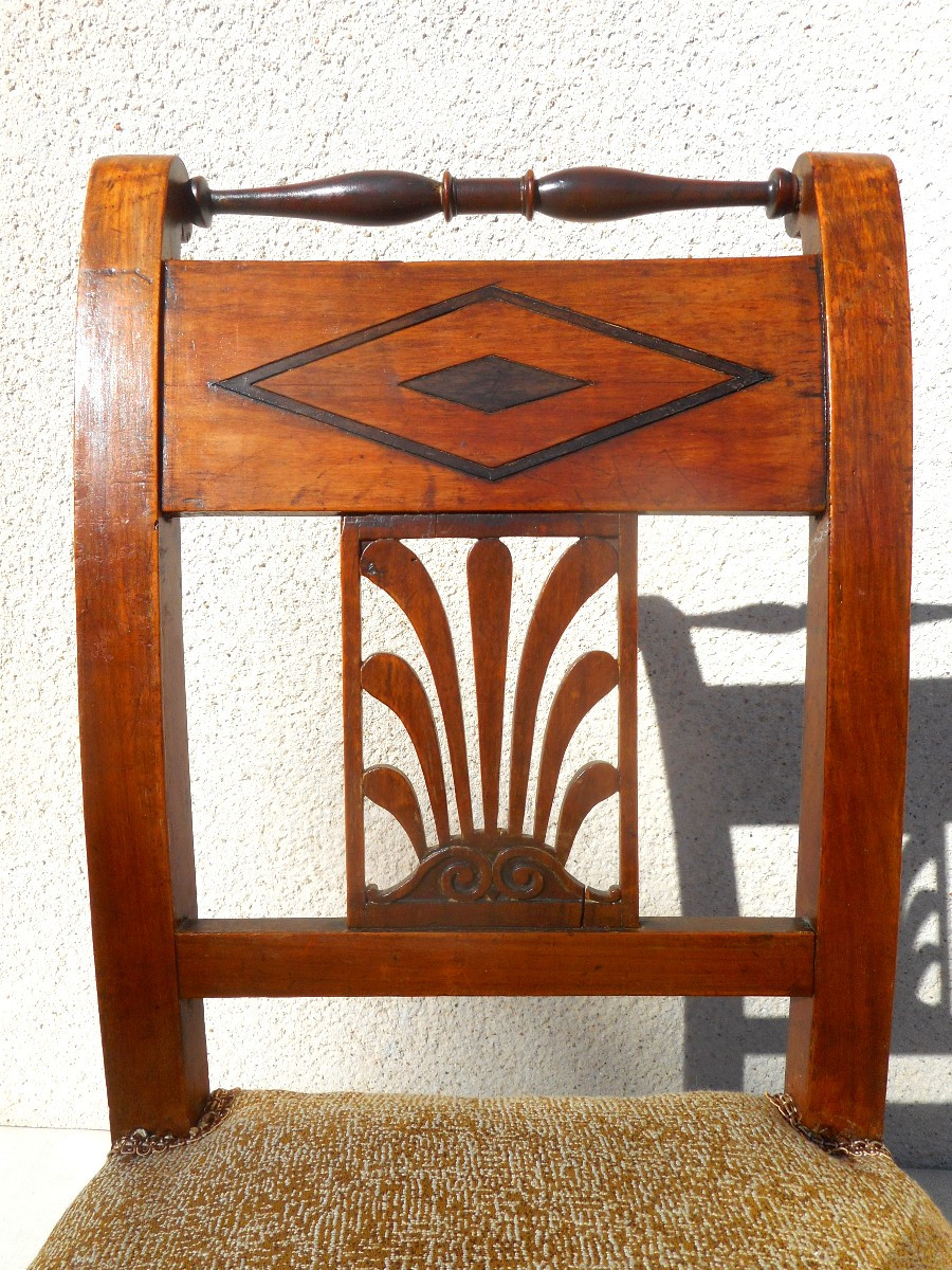 Set Of 6 Mahogany Chairs From The Directoire Period-photo-3