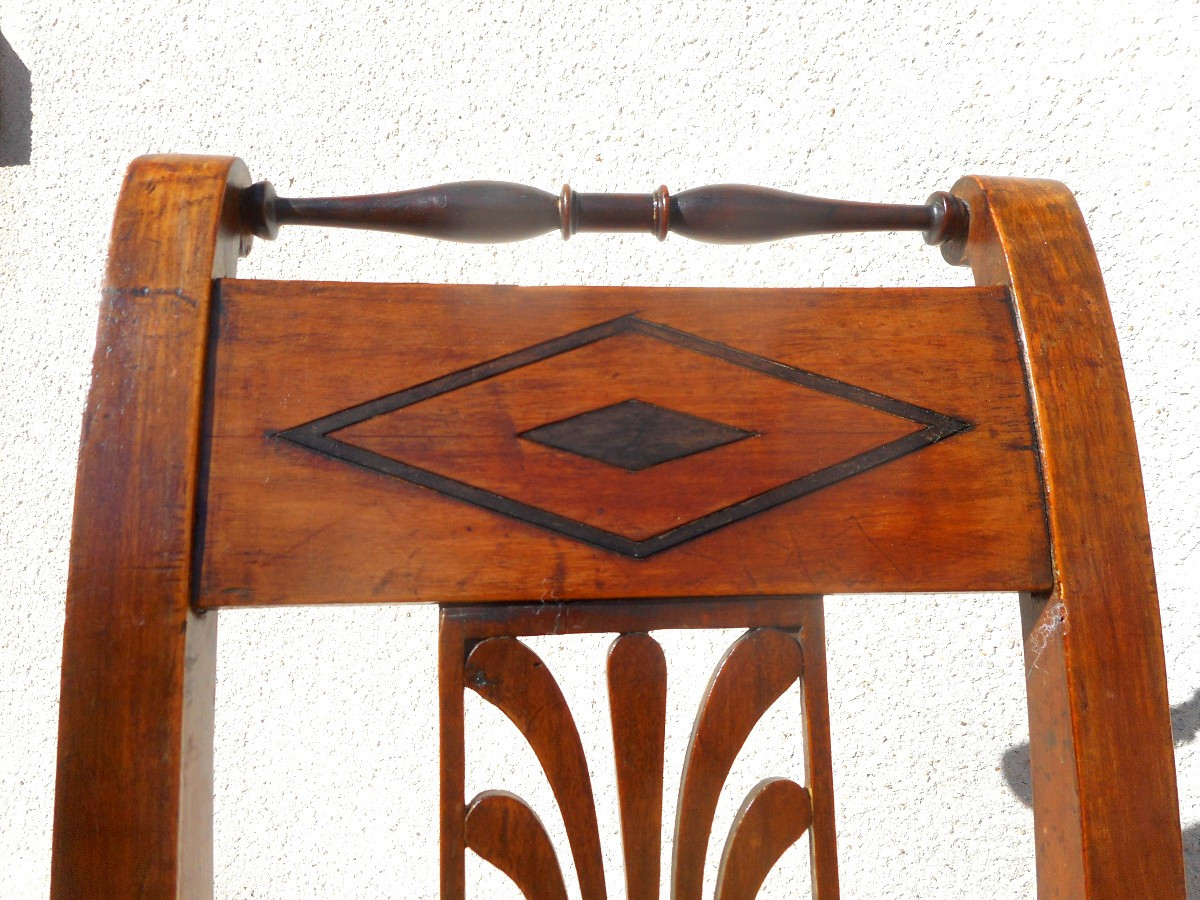 Set Of 6 Mahogany Chairs From The Directoire Period-photo-4