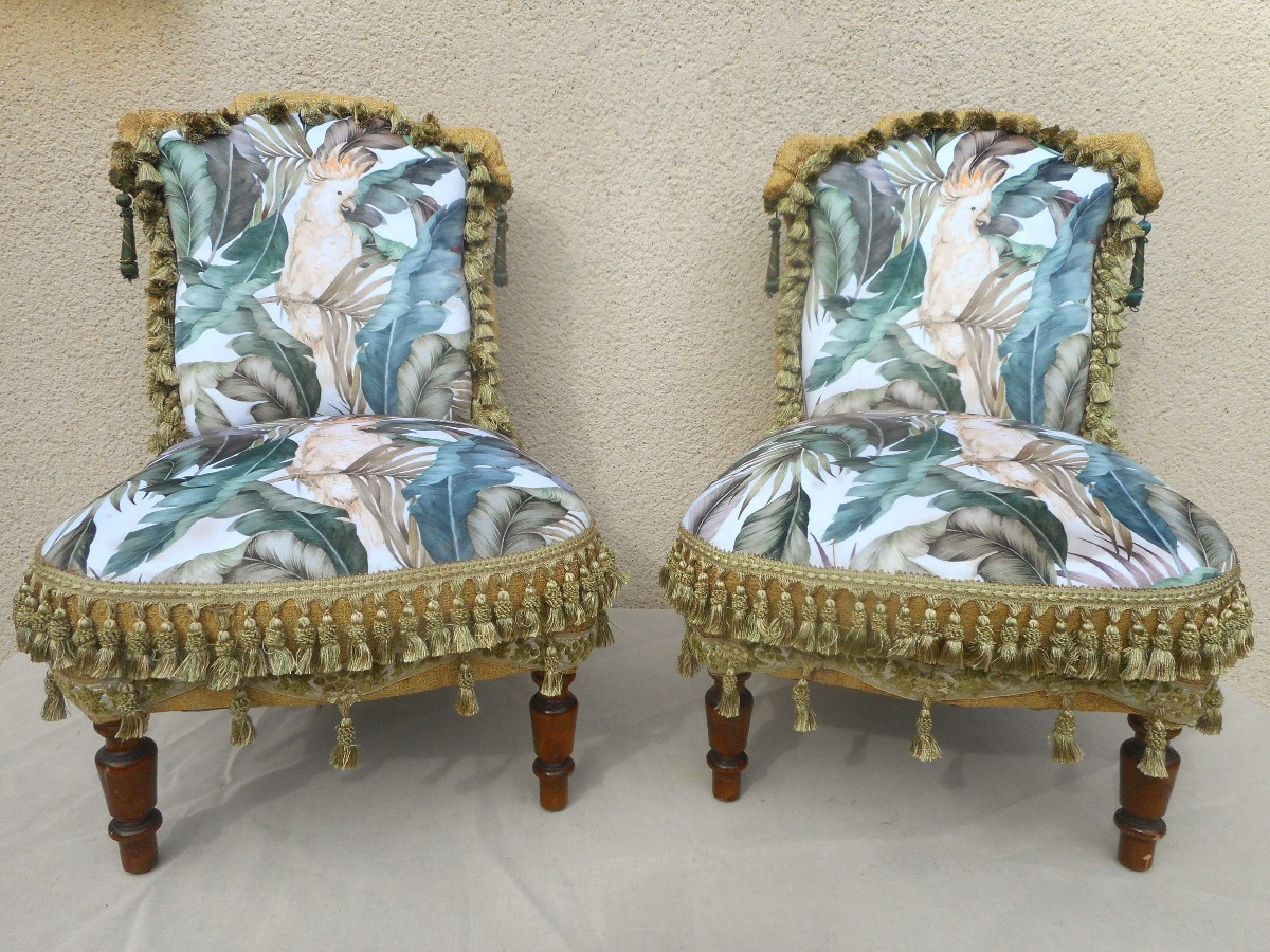 Ensemble de salon "aux perroquets" époque Napoléon III-photo-2