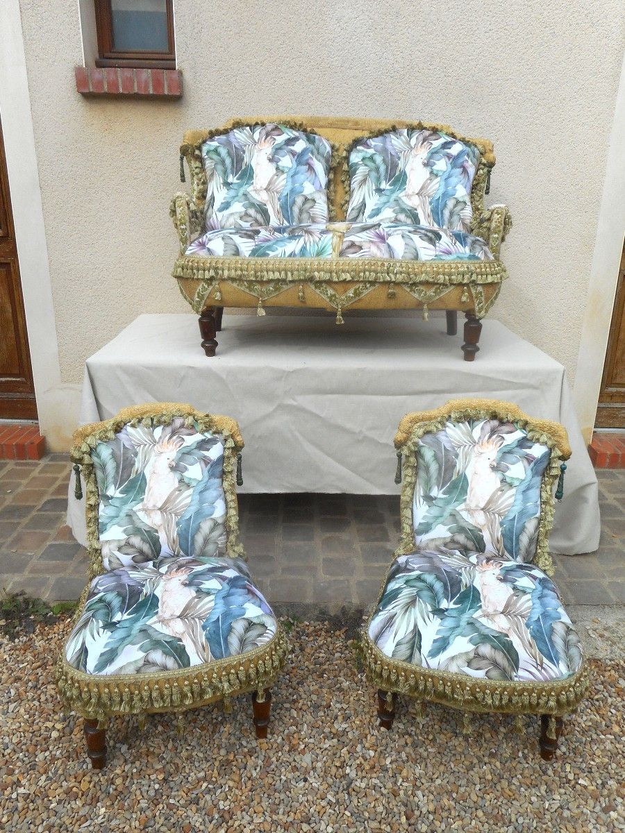 Ensemble de salon "aux perroquets" époque Napoléon III