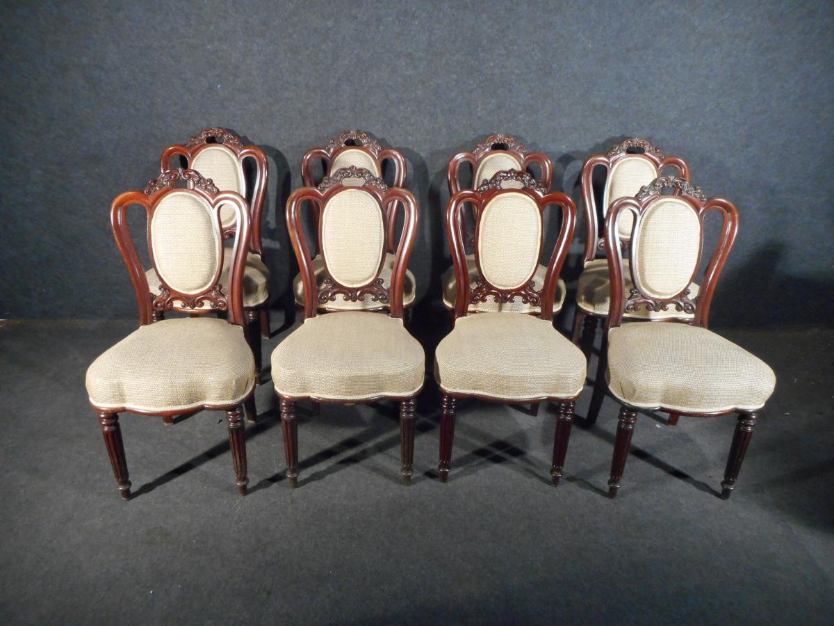 Serie De 8 Chaises En Acajou De Cuba époque XIXème