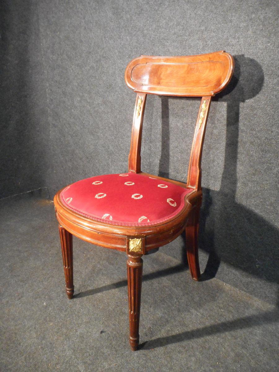 Serie De Ten Chairs Mahogany From Cuba And Gilt Bronze XIXth-photo-3