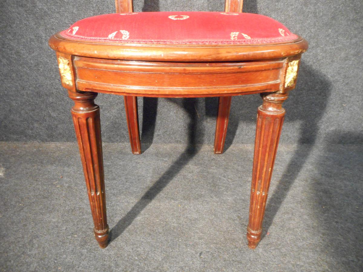 Serie De Ten Chairs Mahogany From Cuba And Gilt Bronze XIXth-photo-4