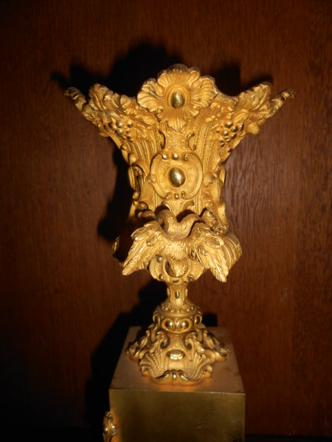 Paire De Cassolettes époque XIXème Aux Aigles bicéphale En Bronze Doré-photo-4
