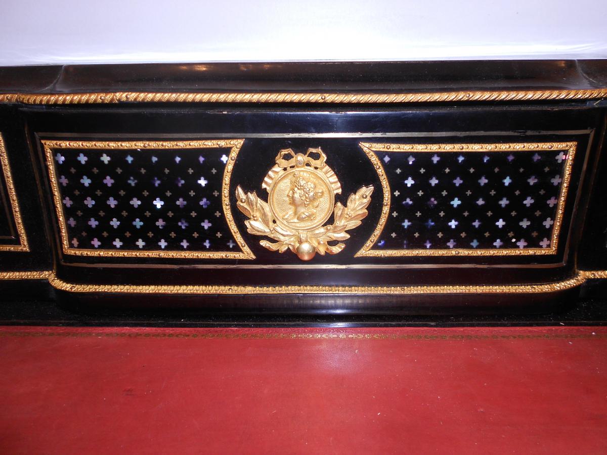 Bureau De Femme époque Napoléon III En Marqueterie Et Bronze Doré-photo-2