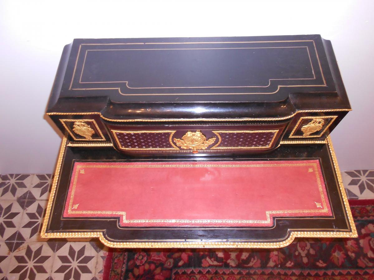 Bureau De Femme époque Napoléon III En Marqueterie Et Bronze Doré-photo-4