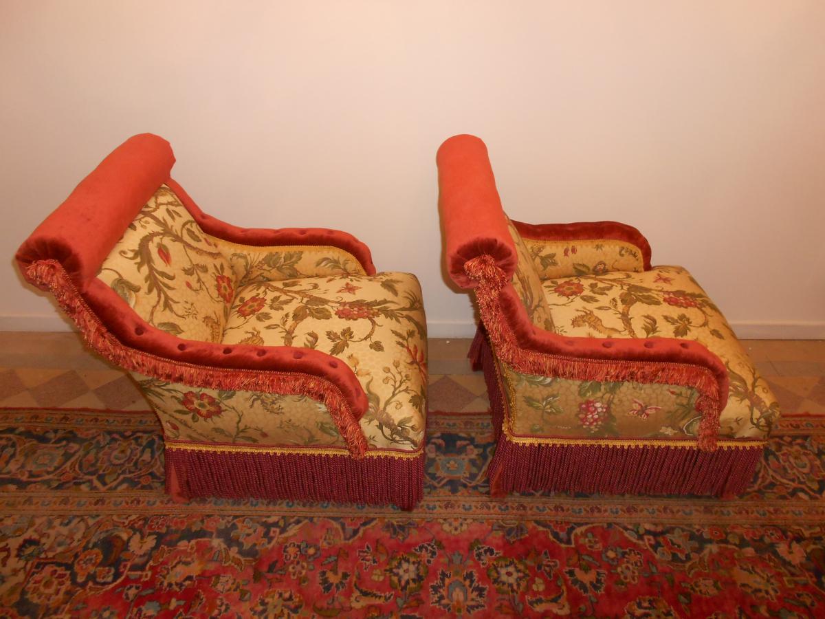 Paire De Fauteuils Boutonnés époque Napoléon III-photo-3