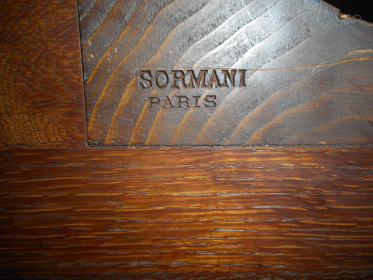 Small XIXth Wardrobe Stamped Paul Sormani In Marquetry And Gilded Bronze-photo-4