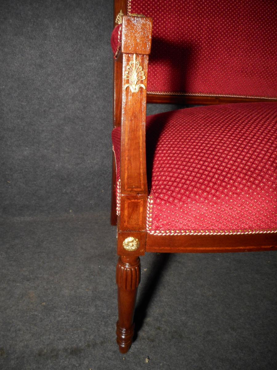 19th Century XIXth Century Sculpture Set In Golden Mahogany And Bronze-photo-1