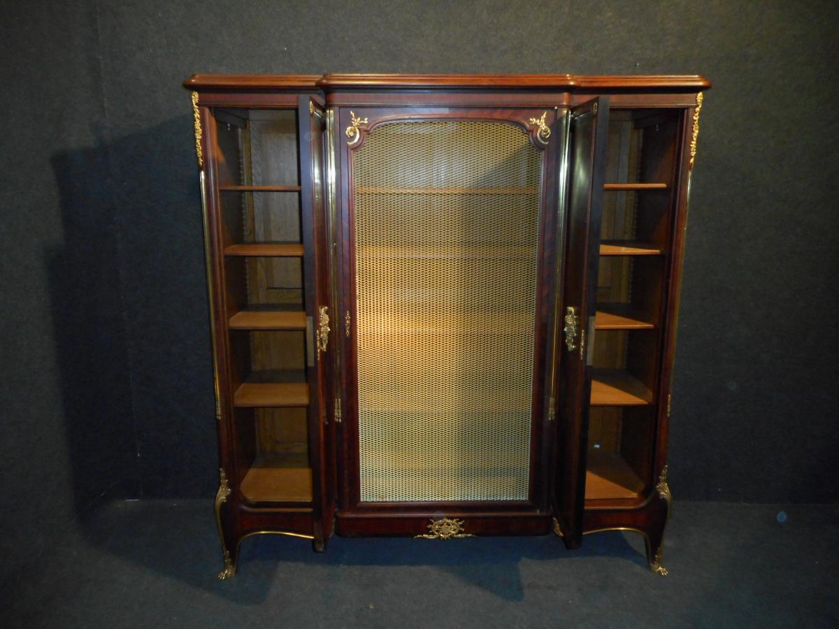 Library In Marquetry And Gilt Bronze Stamped Francois Linke-photo-4