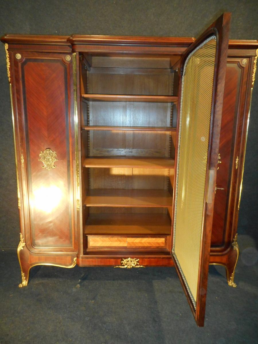 Library In Marquetry And Gilt Bronze Stamped Francois Linke-photo-5