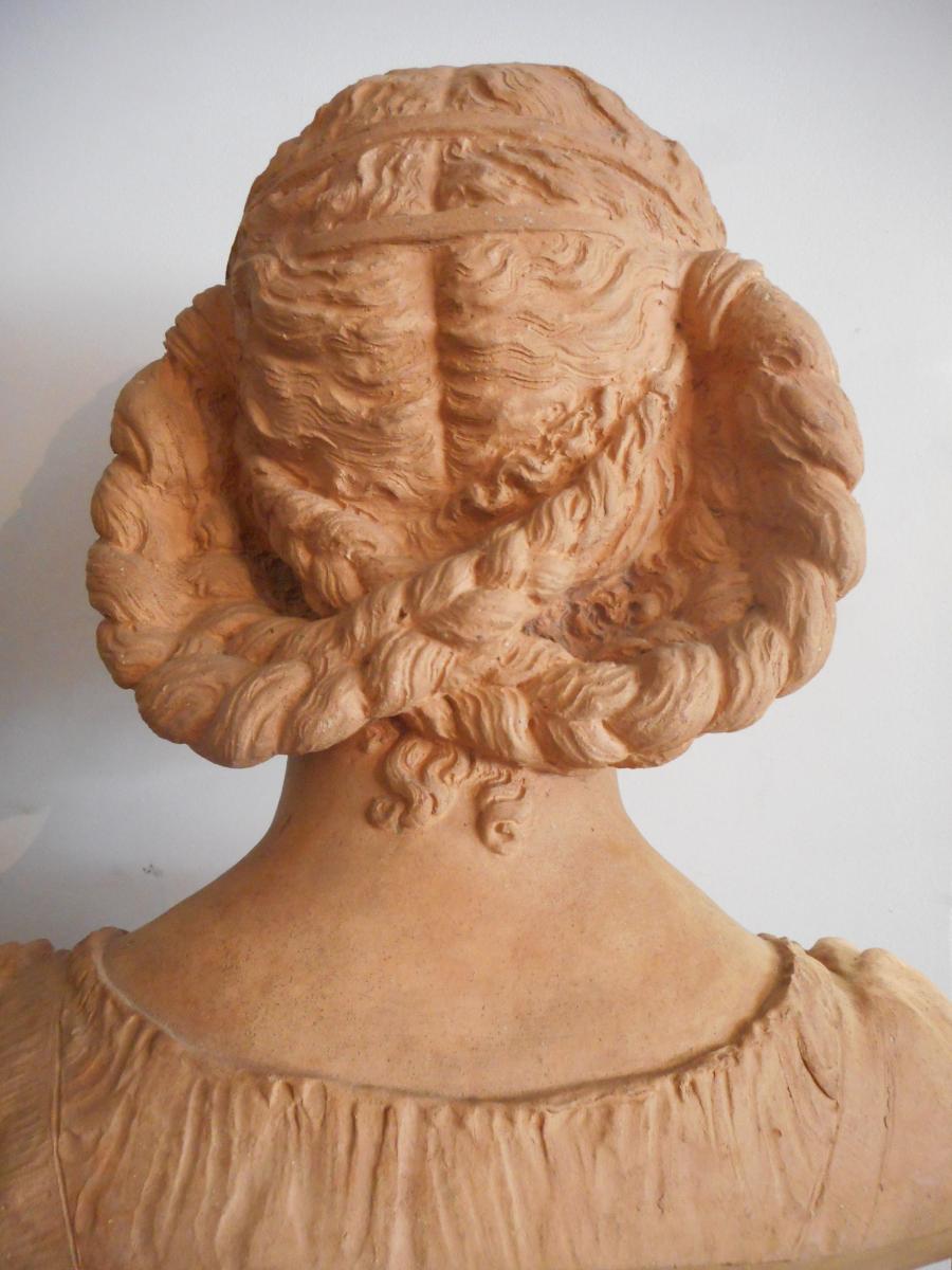 Grand Bust XIX Terracotta Title "rita" Signed Auguste Moreau-photo-5