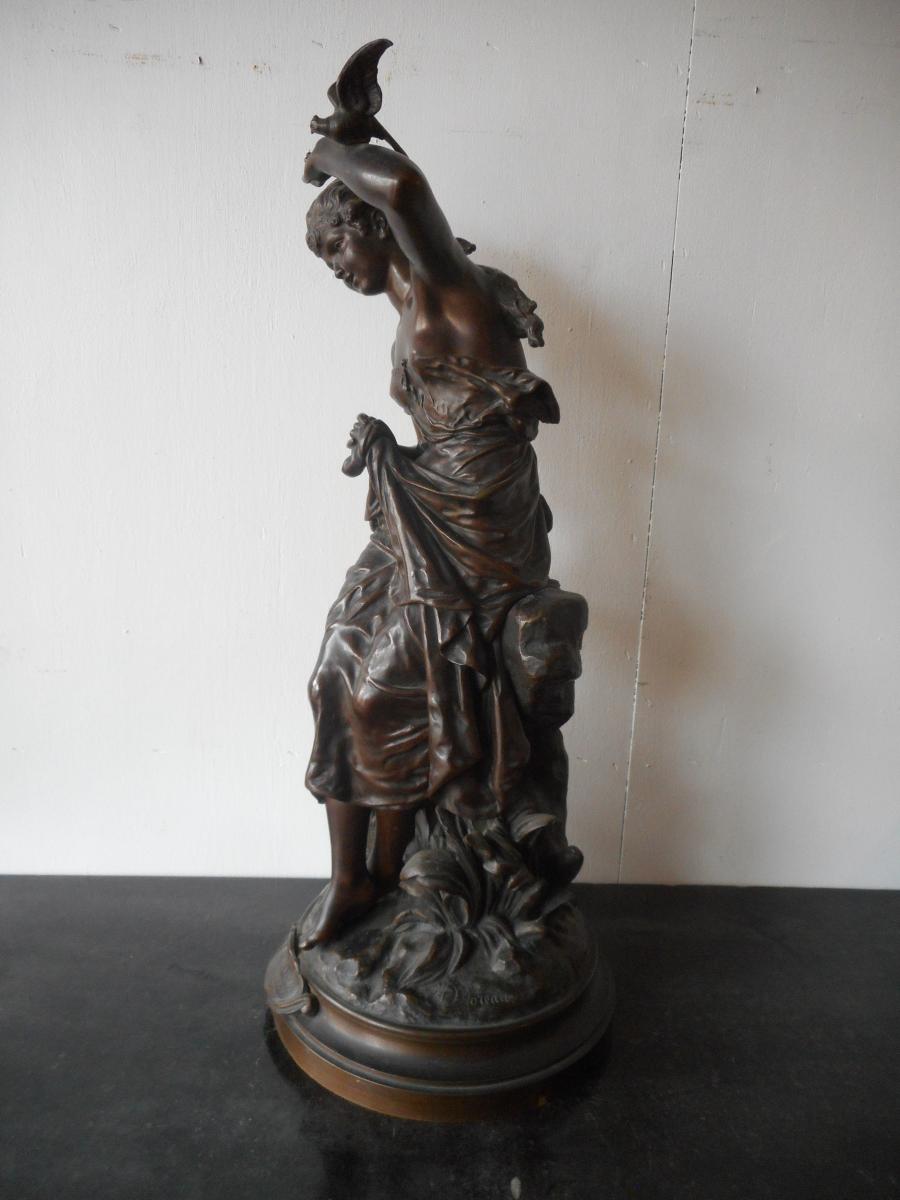 Statue En Bronze XIXe Intitulé "charmeuse" Signé Hippolyte Moreau-photo-2