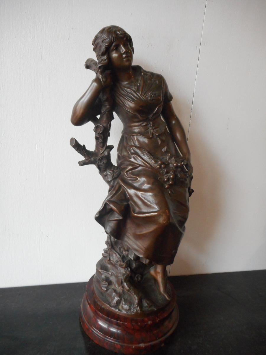 Bronze Statue Nineteenth Time Signed Auguste Moreau-photo-1