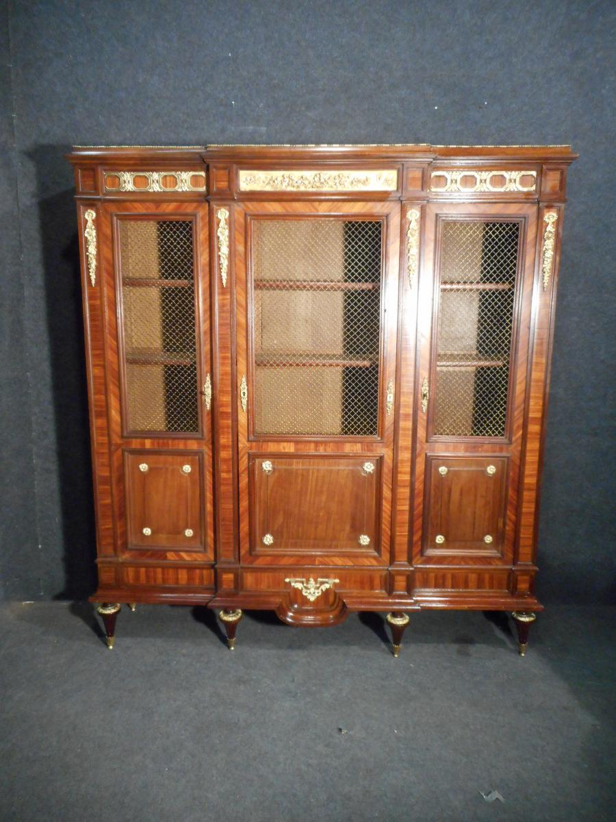 Library Napoleon III Mahogany Marquetry And Rosewood