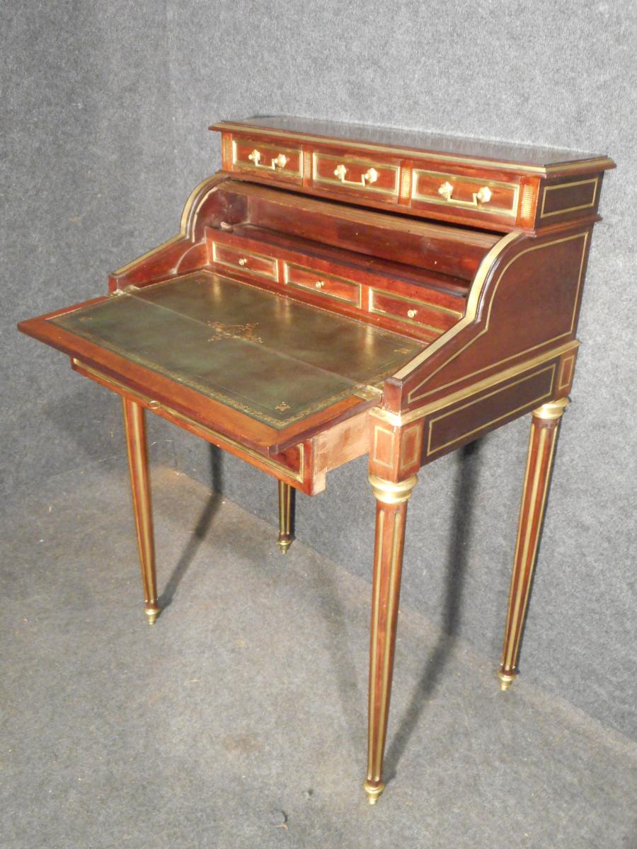 Small Office Woman With Mahogany System And Gilded Bronze Time XIX-photo-4