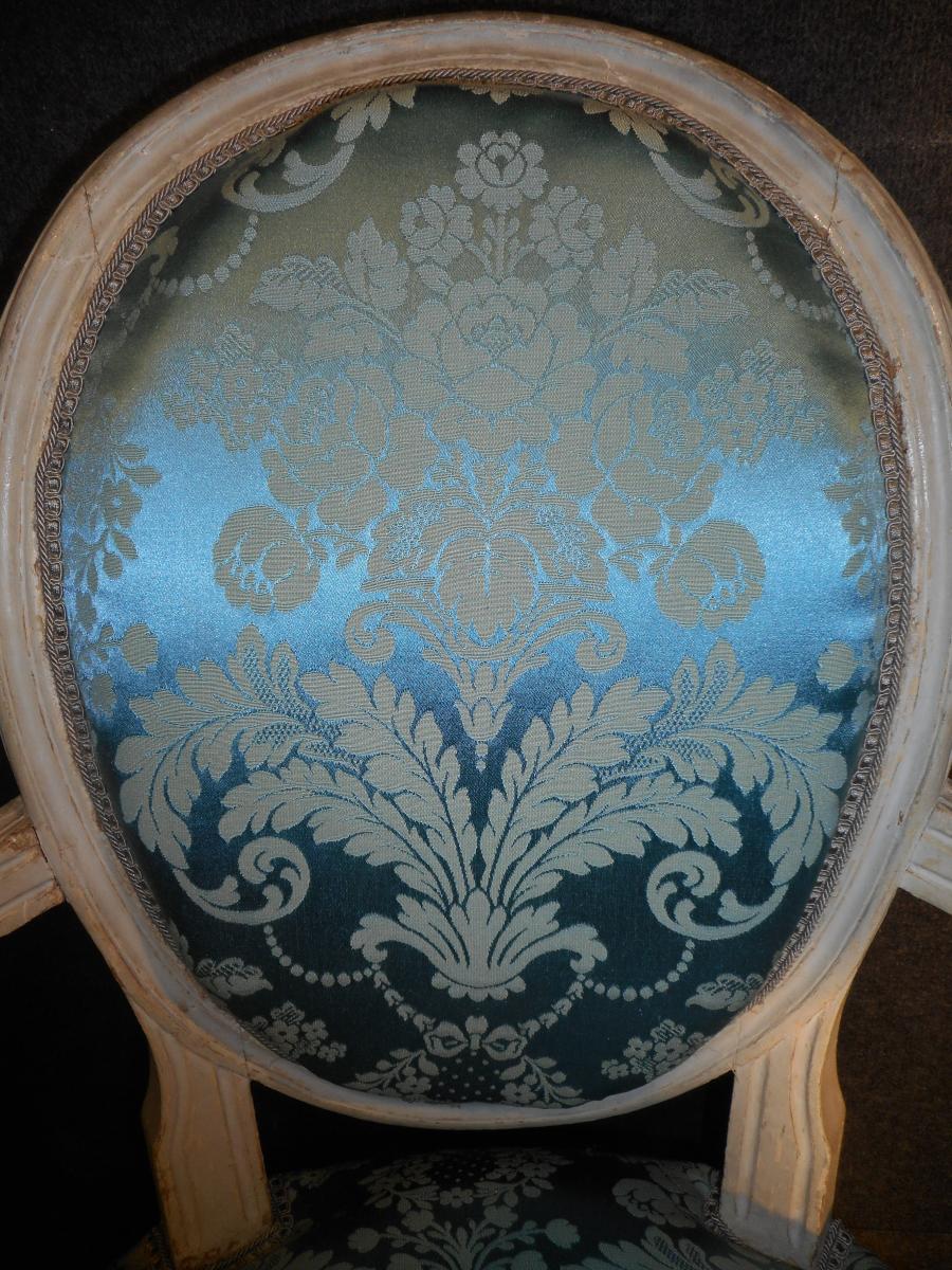 Paire De Fauteuil En Bois Laqué époque Louis XVI-photo-2