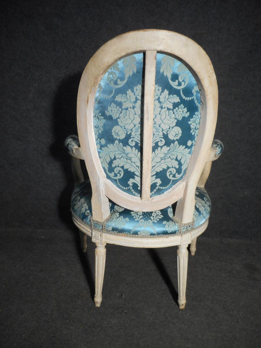 Paire De Fauteuil En Bois Laqué époque Louis XVI-photo-7