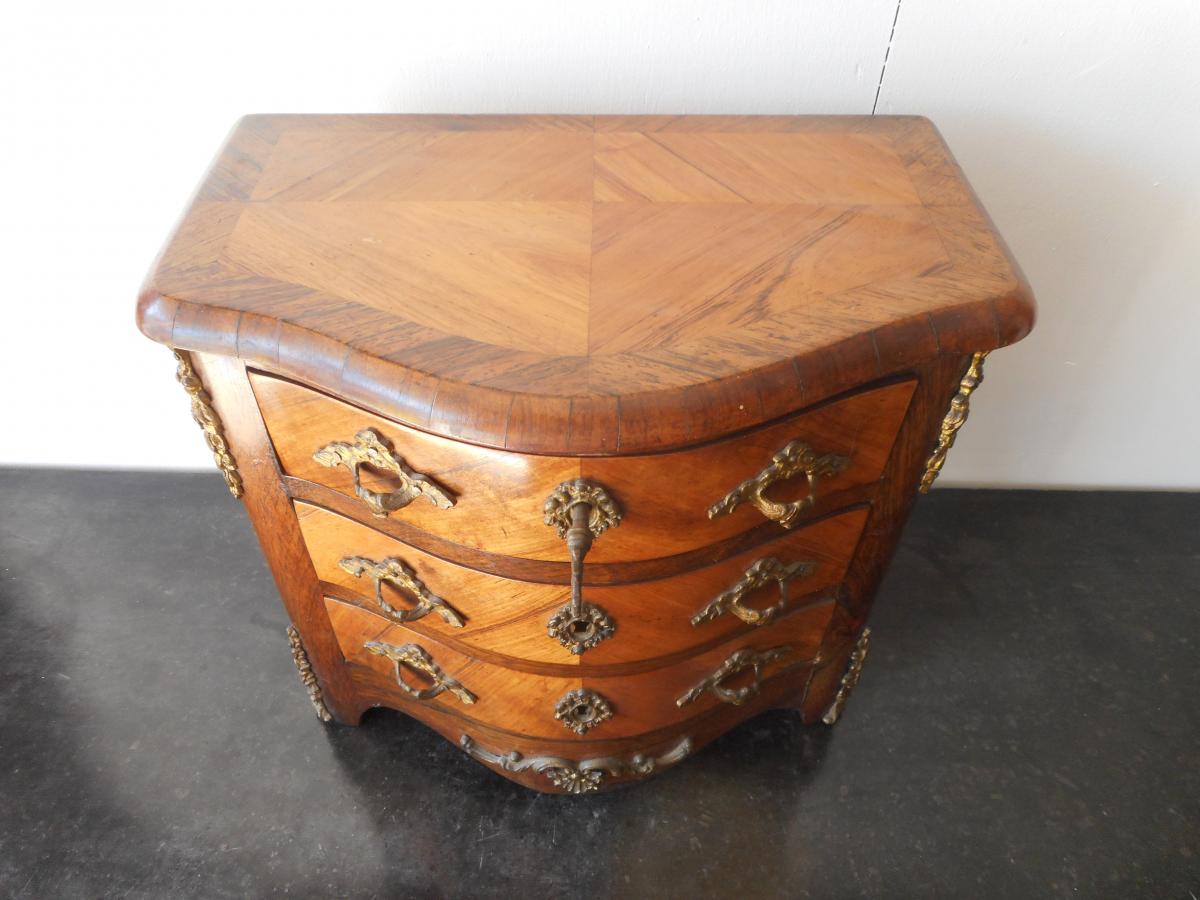 Commode Master Marquetry And Gilt Bronze Nineteenth Time-photo-2