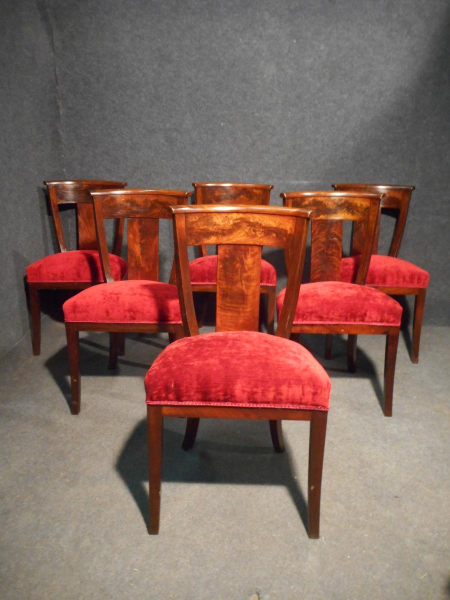 Set Of 6 Chairs Restoration Period Mahogany Of Cuba