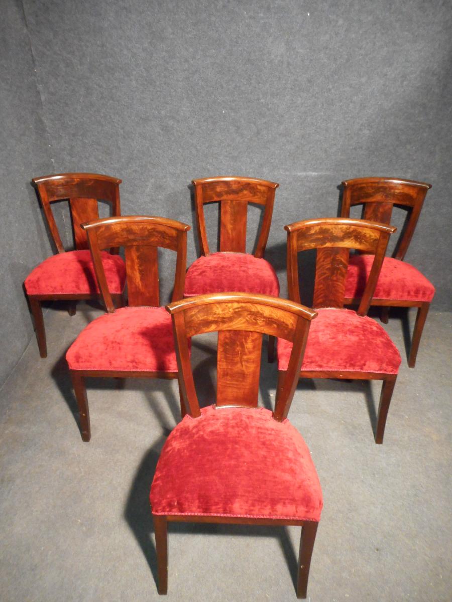 Set Of 6 Chairs Restoration Period Mahogany Of Cuba-photo-2