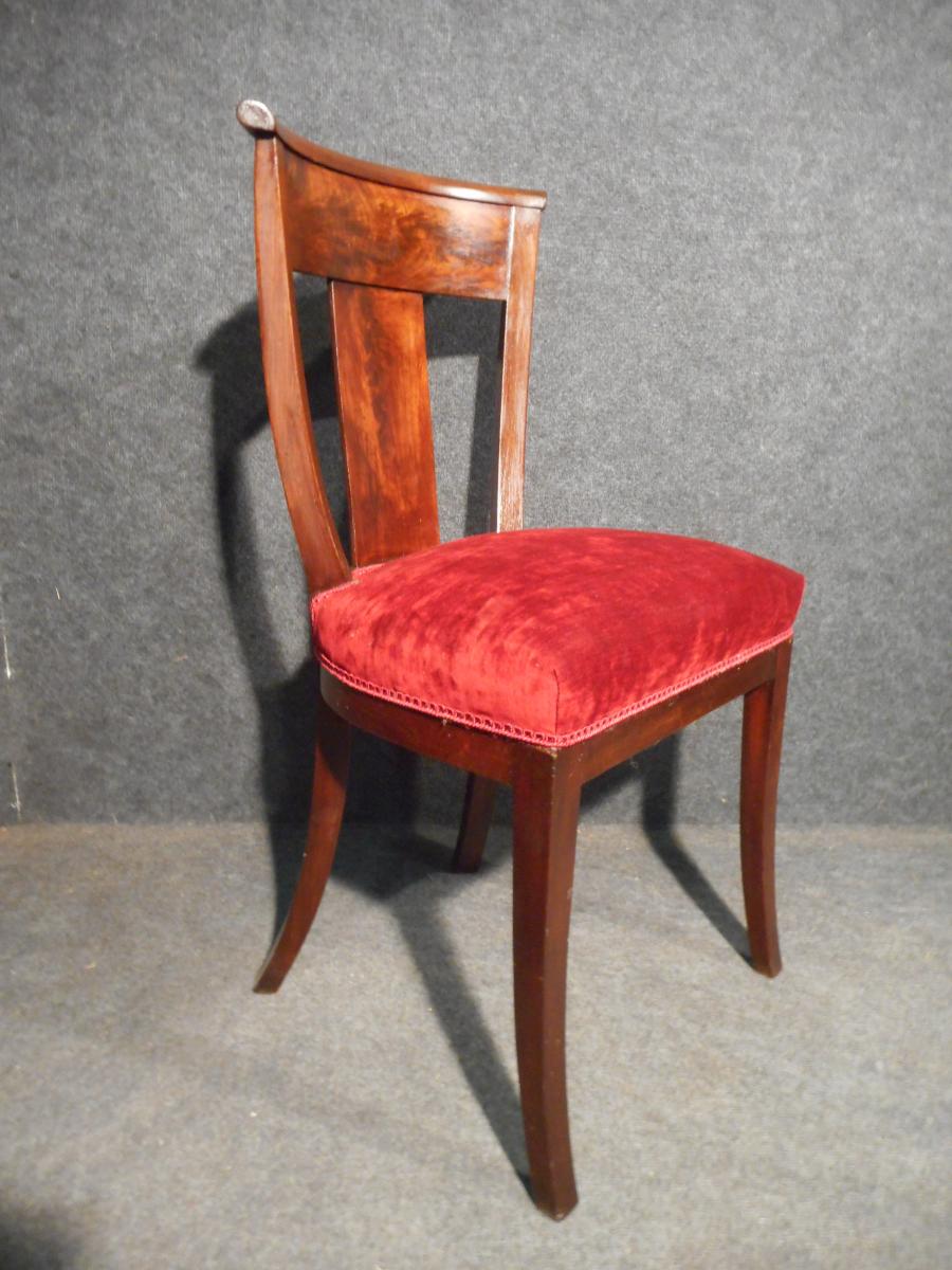 Set Of 6 Chairs Restoration Period Mahogany Of Cuba-photo-4