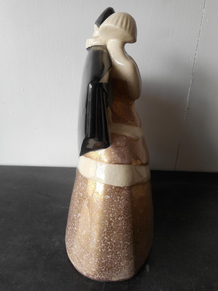 Great Ceramic Art Deco Period Signed Gaston Deblaize 1895-1935-photo-4